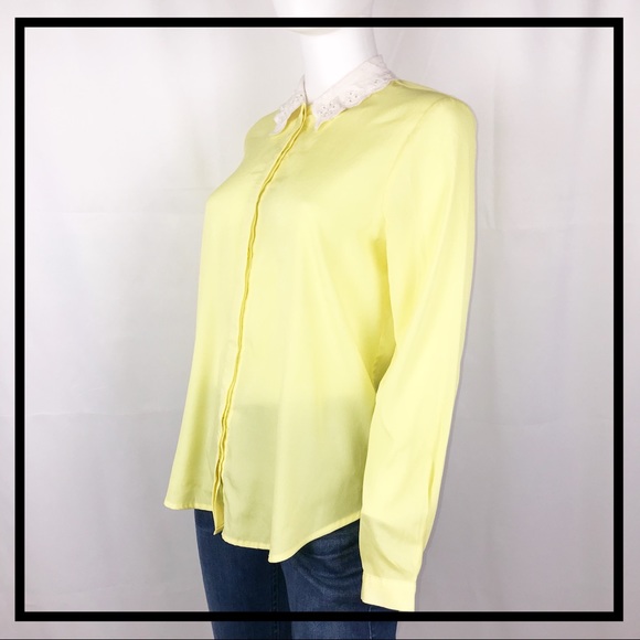 Forever 21 Brand Yellow, Collared Blouse Size S - Picture 5 of 7